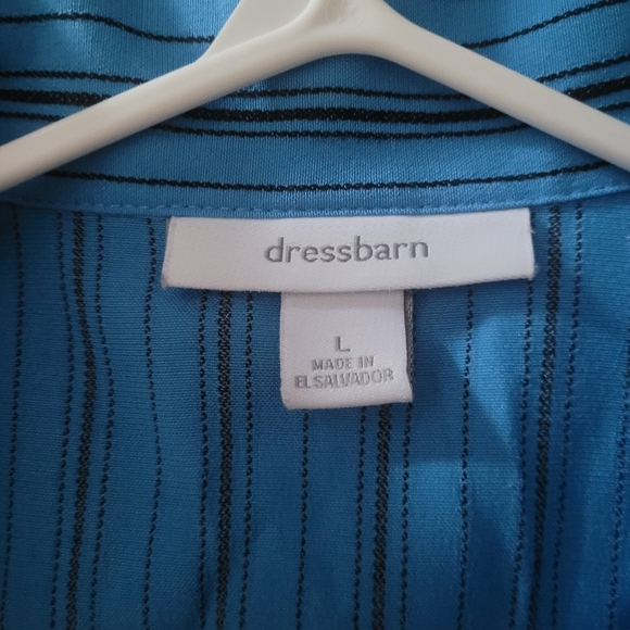 Dressbarn Blue and Black Striped Button Up Shirt L - Picture 4 of 5